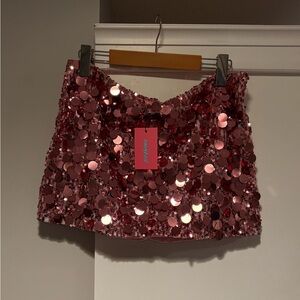 Edikted Pink Sequin Mini Skirt